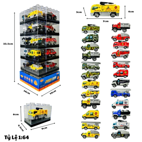 Xe 1:64 siêu đẹp có bán ngẫu nhiên và theo lốc 24 xe - Xe Hợp Kim Ô Tô Hỗ Trợ -  Cao 33cm Ngang 14cm - Hộp Nhựa Trong