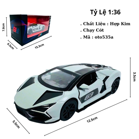 Mô Hình Xe Đua Xám Đen tỉ lệ 1:36 Hợp kim có thể mở cửa - bánh sau chạy cót - Dài 12.5cm - rộng 5.5cm - cao 3.5cm - nặng : 300gram - FULL BOX : box màu SKU : oto535a - K53-T2-S7