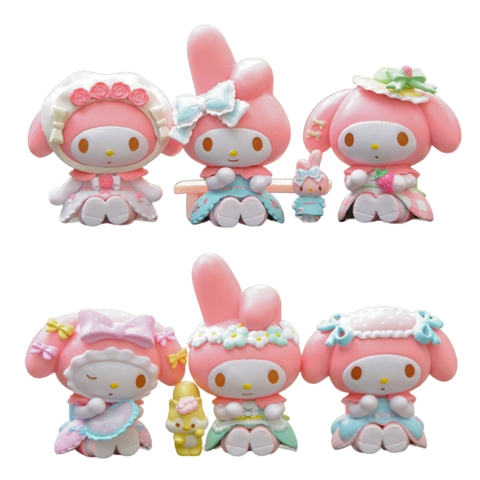 Mô hình kuromi bộ 6 kuromi hồng blind box - cao 6-8cm - Nặng 500gram - Bọc Túi - Hộp Màu