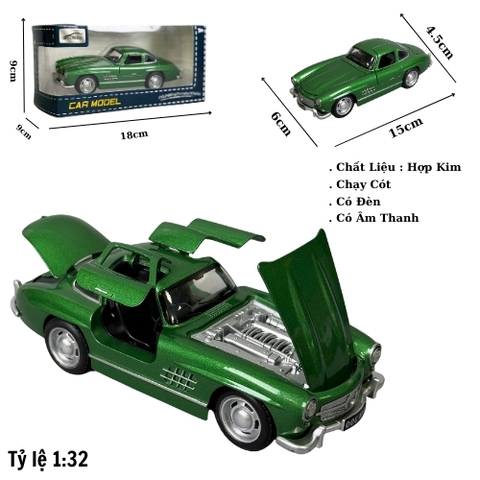 Mô Hình Xe Mẹc Cổ xanh lá , tỉ lệ 1:32 Hợp kim có thể mở cửa - bánh sau chạy cót - Có Âm Thanh - Dài 15cm - rộng 6cm - cao 4.5cm - nặng : 500gram - FULL BOX : box màu SKU : oto491b - K67-T3-S1