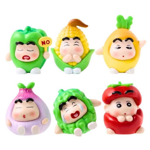 Mô hình Bộ 6 các nhân vật Shin Bút Chì Cosplay trái cây - Cao 5-7cm - nặng 400gram - Figure Shin - K31-T2-S5