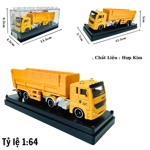 Mô Hình xe tải chở hàng màu vàng . tỉ lệ 1:64 - Dài 12.5cm - rộng 2.7cm - cao 5cm - nặng : 300gram - FULL BOX . SKU : oto510c
