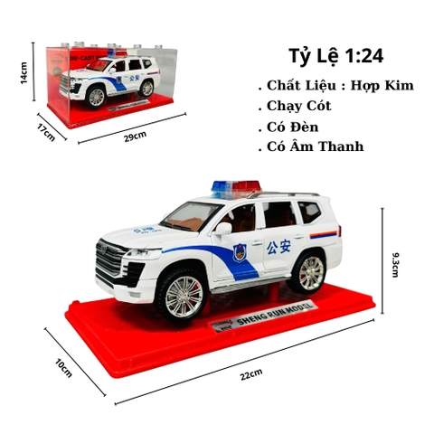 Mô Hình Xe 1:24 land cruiser cảnh sát màu trắng Hợp kim có thể mở cửa - Âm thanh Đèn - Dài 22cm - rộng 9cm - cao 6.3cm - nặng : 800gram - FULL BOX : box màu SKU : oto472b -  K55-T2-S8