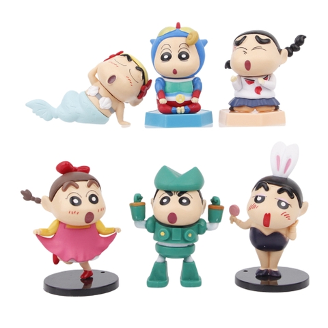 Mô Hình bộ 6 Shin bút chì cosplay - Cao 5.5-9cm - nặng 300gram - Figure Cậu Bé Bút Chì - bọc túi OPP - Hộp Màu - HM129 - N3-K37-T2-S2