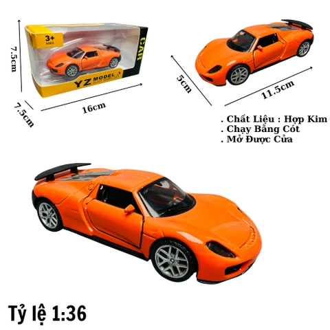 Mô Hình Ferrari màu cam - tỉ lệ 1:36 Hợp kim có thể mở cửa - bánh sau chạy cót - Dài 12cm - rộng 5cm - cao 4cm - nặng : 100gram - FULL BOX : box màu SKU : oto110 - N3-K3-T1-S2