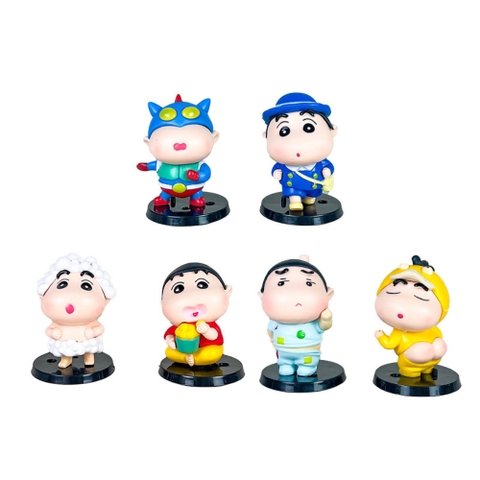 ( Giá 1 con - Bộ 6 con - Đặt Số Lượng 6 ) -  Mô Hình bộ 6 Shin bút chì cosplay - Cao 7.5cm - nặng 300gram - Figure Cậu Bé Bút Chì - bọc túi OPP - hộp màu SKU hm140 ( VAT : G873-79 ) - K23-T2-S7