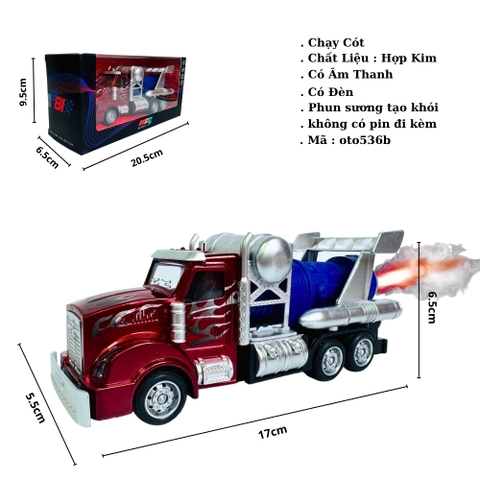 Mô Hình Xe công phản lực đầu đỏ Hợp kim - bánh sau chạy cót - tạo khói - Dài 17cm - rộng 5.5cm - cao 6.5cm - nặng : 300gram - FULL BOX : box màu SKU : oto536b - K53-T4-S2