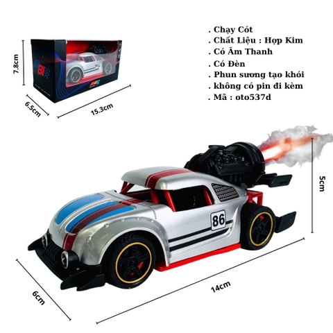 Mô Hình Xe phản lực màu bạc Hợp kim - bánh sau chạy cót - tạo khói - Dài 14cm - rộng 6cm - cao 5cm - nặng : 300gram - FULL BOX : box màu SKU : oto537d - K52-T4-S4