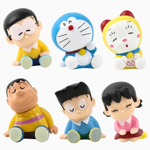 Mô hinh Bộ 6 Nhân Vật Doremon Ngồi Ngủ blind box  . Cao 4-5cm , nặng 260gram - Hộp Màu - K24-T3-S9