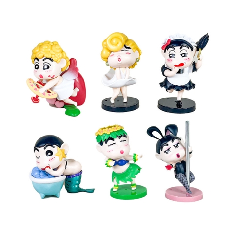 ( Giá 1 con - Bộ 6 con - Đặt Số Lượng 6 ) - Mô Hình bộ 6 Shin bút chì cosplay gái - Cao 11cm - nặng 300gram - Figure Cậu Bé Bút Chì - bọc túi OPP - hộp màu - SKU : hm133 -  (VAT G873-79) K33-T2-S7