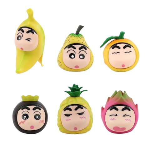 ( Giá 1 con - Bộ 6 con - Đặt Số Lượng 6 ) - Mô Hình bộ 6 Shin cosplay hoa quả - Cao 4.4-8cm - nặng 300gram - Figure Cậu Bé Bút Chì - bọc túi OPP - Hộp Màu - Hm39 ( VAT : G873-77 ) -  K13-T1-S5