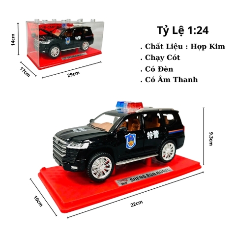 Mô Hình Xe 1:24 land cruiser cảnh sát màu đen Hợp kim có thể mở cửa - Âm thanh Đèn - Dài 22cm - rộng 9cm - cao 6.3cm - nặng : 800gram - FULL BOX : box màu SKU : oto472c - K55-T2-S8