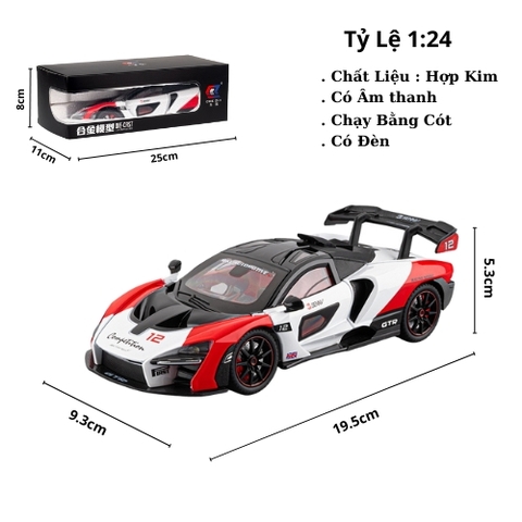 Mô Hình XeMClaren đua trắng tỉ lệ 1:24 Hợp kim có thể mở cửa - bánh sau chạy cót - Dài 19.5cm - rộng 9.3cm - cao 5.3cm - nặng : 400gram - FULL BOX : box màu SKU : oto480b - K69-T3-S6