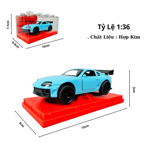 Mô Hình Xe đua xanh blue tỉ lệ 1:36 Hợp kim có thể mở cửa - Dài 12cm - rộng 5cm - cao 3cm - nặng : 300gram - FULL BOX : box màu SKU : oto474m - K55-T3-S7