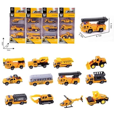 Bộ 3 xe phương tiện công trình xây dựng hợp kim , tỉ lệ 1:64 - Dài 8.7cm - rộng 3.2cm - cao 4.6cm- SKU : oto-QZ616-C - ( Vat : 003-03-30 )