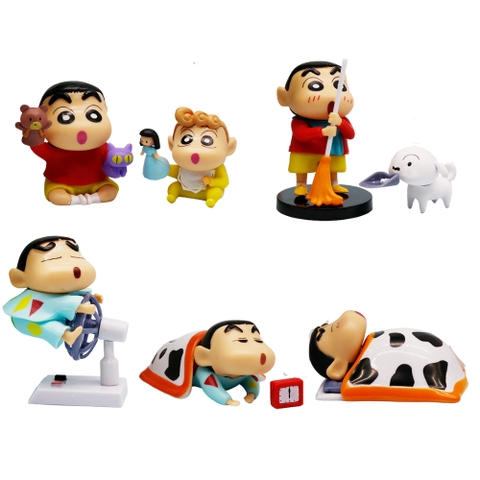 Mô Hình bộ 6 Shin bút chì cosplay - Cao 5.6-8cm - nặng 300gram - Figure Cậu Bé Bút Chì - bọc túi OPP - hộp màu - K24-T1-S6