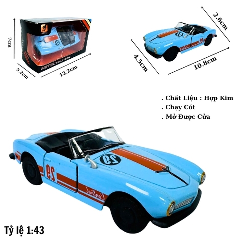 Mô Hình Oto màu xanh mui trần . tỉ lệ 1:43 - Chạy Cót - Dài 10.8cm - rộng 4.5cm - cao 2.6cm - nặng : 200gram - FULL BOX . SKU : oto506d - 4362A - K53-T4-S7