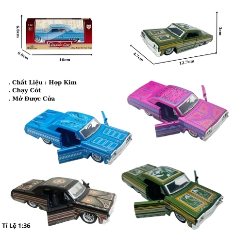 Mô Hình Xe oto Cổ họa tiết , tỉ lệ 1:36 - Dài 12.7cm - rộng 4.7cm - cao 3cm - SKU :oto-YM1080872