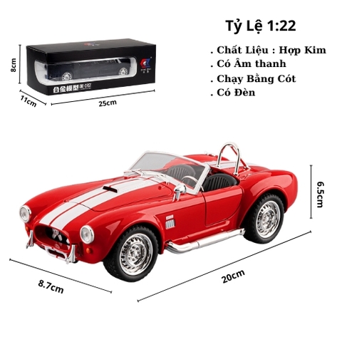 Mô Hình Xe đua cổ mui trần màu đỏ tỉ lệ 1:22 Hợp kim có thể mở cửa - bánh sau chạy cót - Dài 20cm - rộng 9cm - cao 6.5cm - nặng : 800gram - FULL BOX : box màu SKU : oto483b - K69-T4-S1
