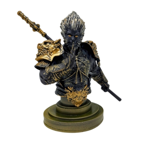Mô Hình bán thân tôn ngộ không đen vàng - Cao 17.5cm - nặng 400gram - Phụ kiện : đế + gậy -  Figure Wukong -  Bọc túi OPP - No Box - N1-ST10