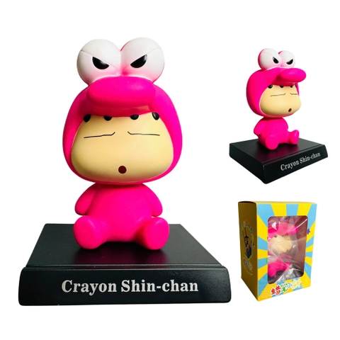 Mô Hình Shin cosplay ếch hồng lắc đầu - cao 13cm - ngang 9cm - dọc 7cm - nặng 200gram + Hộp Màu N1-K25-T4-S3