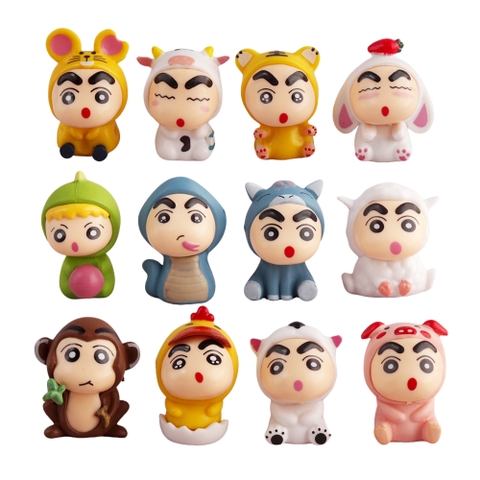 Bộ 12 Mô Hình Shin Bút Chì 12 Con Giáp – Phiên Bản Mini Cao 4cm – Set Figure Shin Dễ Thương – No Box - K33-T3-S3
