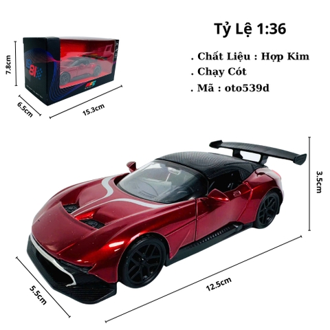 Mô Hình Xe Đỏ Đậm tỉ lệ 1:36 Hợp kim có thể mở cửa - bánh sau chạy cót - Dài 12.5cm - rộng 5.5cm - cao 3.5cm - nặng : 300gram - FULL BOX : box màu SKU : oto539d - K52-T4-S9
