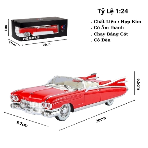 Mô Hình Xe mui trần đuôi vểnh màu đỏ tỉ lệ 1:24 Hợp kim có thể mở cửa - bánh sau chạy cót - Dài 23cm - rộng 9cm - cao 5.7cm - nặng : 800gram - FULL BOX : box màu SKU : oto482b - K69-T4-S6