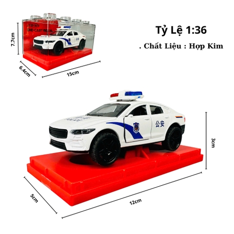 Mô Hình Xe cảnh sát trắng tỉ lệ 1:36 Hợp kim có thể mở cửa - Dài 12cm - rộng 5cm - cao 3cm - nặng : 300gram - FULL BOX : box màu SKU : oto474b -  K55-T3-S8
