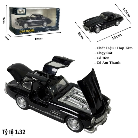 Mô Hình Xe Mẹc Cổ Đen , tỉ lệ 1:32 Hợp kim có thể mở cửa - bánh sau chạy cót - Có Âm Thanh - Dài 15cm - rộng 6cm - cao 4.5cm - nặng : 500gram - FULL BOX : box màu SKU : oto491c - K65-T4-S3
