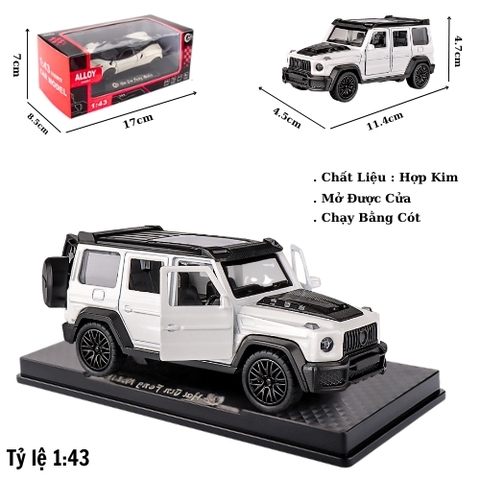 Mô Hình Xe Mẹc g63 màu trắng tỉ lệ 1:43 Hợp kim có thể mở cửa - bánh sau chạy cót - Dài 11.4cm - rộng 4.5cm - cao 4.7cm - FULL BOX : box màu SKU : oto552l - (VAT: 003-01-35) - K54-T2-S5