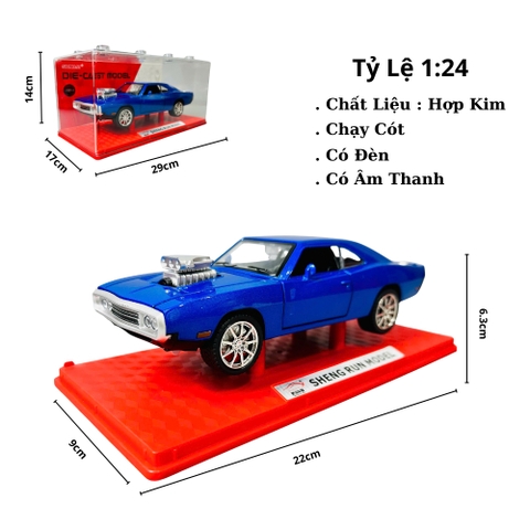Mô Hình Xe đua xanh tỉ lệ 1:24 Hợp kim có thể mở cửa - Âm thanh Đèn - Dài 22cm - rộng 9cm - cao 6.3cm - nặng : 800gram - FULL BOX : box màu SKU : oto473j -  K55-T3-S9
