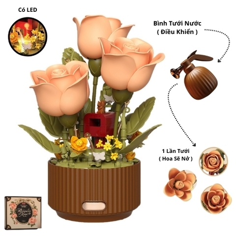 Đồ Chơi Lắp Ghép Chậu hoa cảm biến tự nở khi tưới  - Full Box - Sku : ht-EM0029 - ( VAT : mh011 ) K103-T3-S2