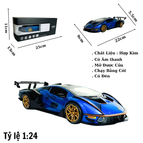 Mô Hình xe lambogini xanh đua tỉ lệ 1:24 Hợp kim có thể mở cửa - bánh sau chạy cót - Dài 22cm - cao 5.5cm - nặng 800gram - Figure Oto - FULL BOX : box màu - SKU : oto403 - n3-k6-t3-s4
