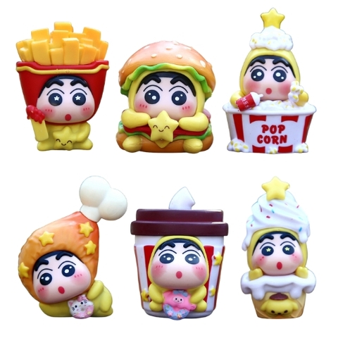 Mô hình Bộ 6 các nhân vật Shin Bút Chì Cosplay KFC - Cao 5-6cm - nặng 300gram - Figure Shin