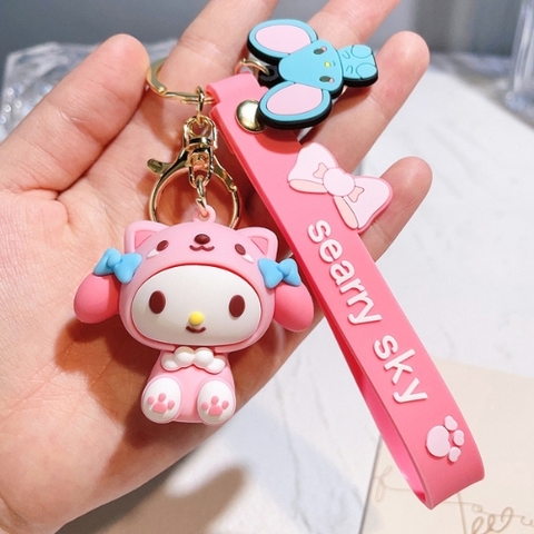 Móc Khóa Kuromi Cún Hồng . Dây móc dài : 10cm - Mô Hình Cao : 6cm - Nặng 50gram K78-T7-S5