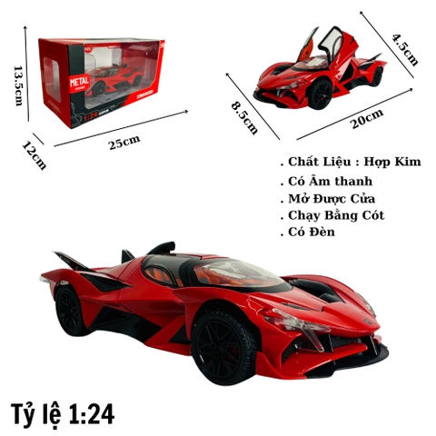 Mô Hình xe Apollp Project Evo đỏ tỉ lệ 1:24 Hợp kim có thể mở cửa - bánh sau chạy cót - Dài 20cm - cao 4.5cm - nặng 1000gram - Figure Oto - FULL BOX : box màu - SKU : oto407 n3-k12-t3-s4