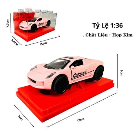 Mô Hình Xe đua hồng tỉ lệ 1:36 Hợp kim có thể mở cửa - Dài 12cm - rộng 5cm - cao 3cm - nặng : 300gram - FULL BOX : box màu SKU : oto474o - K55-T3-S9