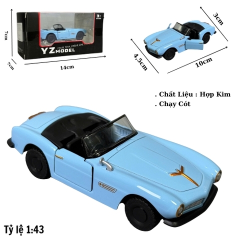 Mô Hình Xe Cổ Mui Trần Xanh lam , tỉ lệ 1:43 Hợp kim có thể mở cửa - bánh sau chạy cót - Dài 10cm - rộng 4.5cm - cao 3cm - nặng : 200gram - FULL BOX : box màu SKU : oto495 - K69-T2-S3