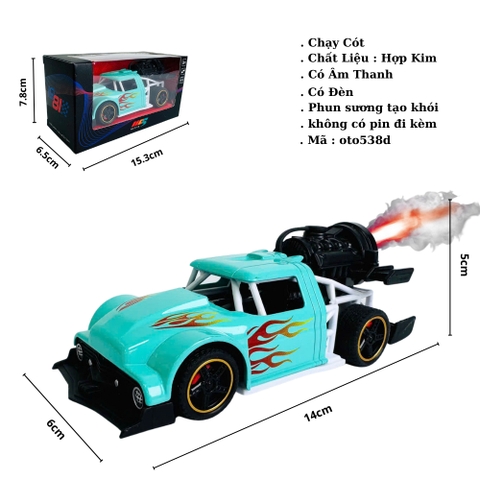Mô Hình Xe phản lực màu xanh vạch lửa Hợp kim - bánh sau chạy cót - tạo khói - Dài 14cm - rộng 6cm - cao 5cm - nặng : 300gram - FULL BOX : box màu SKU : oto537a - K52-T3-S4