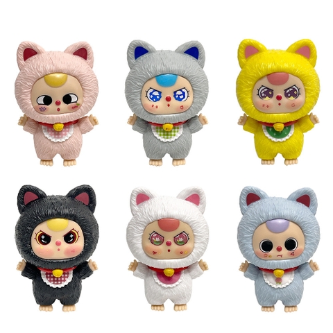 Mô Hình bộ 6 baby three mèo thần tài - Cao : 10cm - Nặng : 500gr - Hộp Màu - K32-T1-S4