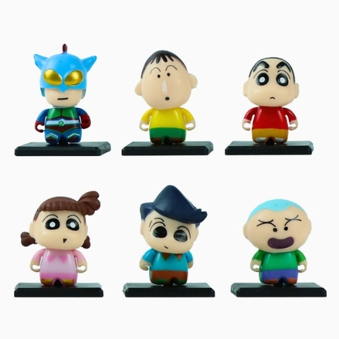 Mô hình Bộ 6 các nhân vật Shin Bút Chì - Cao 4cm - nặng 200gram - Figure Shin - No Box K22-T3-S5