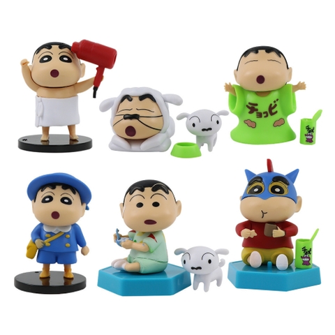 ( Giá 1 con - Bộ 6 con - Đặt Số Lượng 6 )Mô Hình bộ 6 Shin bút chì - Cao 4-8cm - nặng 300gram - Figure Cậu Bé Bút Chì - bọc túi OPP - Hộp Màu - SKU : Hm36  (VAT : G873-78) K13-T1-S4