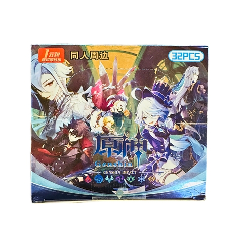 Pack thẻ genshin impact - 1 Hộp = 32PACK - Mỗi pack có 5 thẻ- Cao 13cm - rộng 14cm -