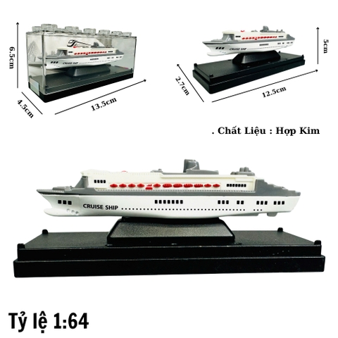 Mô Hình tàu trắng 1:64 Hợp kim - Dài 12.5cm - Cao 5cm - Rộng : 4.5cm - nặng : 300gram - Hộp Nhựa Trong SKU : oto468d K55-T1-S6