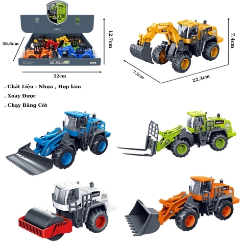 Mô Hình Các Loại xe xây dựng - Dài 22.3cm  - rộng 7.5cm - cao 7.4cm - SKU : oto-706-68