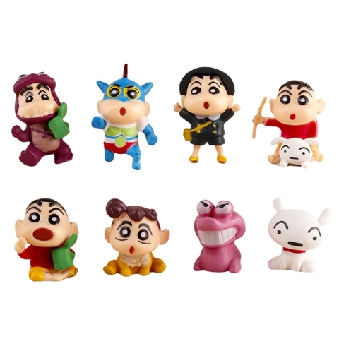 Mô hình Bộ 8 các nhân vật Shin Bút Chì - Cao 2.5 - 3.5cm - nặng 100gram - Figure Shin - No Box K33-T3-S10