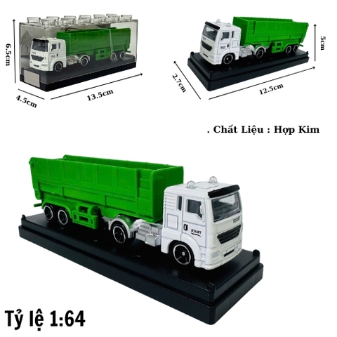 Mô Hình xe tải chở hàng màu xanh lá cây . tỉ lệ 1:64 - Dài 12.5cm - rộng 2.7cm - cao 5cm - nặng : 300gram - FULL BOX . SKU : oto510a