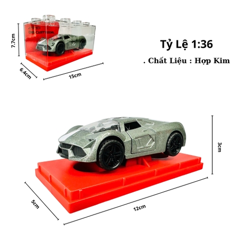 Mô Hình Xe đua xám tỉ lệ 1:36 Hợp kim có thể mở cửa - Dài 12cm - rộng 5cm - cao 3cm - nặng : 300gram - FULL BOX : box màu SKU : oto474dd - K55-T3-S8