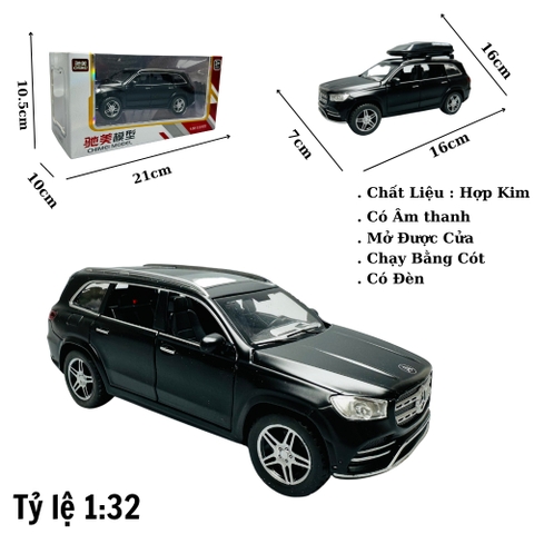 Mô Hình Xe Mẹc GLS580 Đen 1:32 Hợp kim có thể mở cửa - bánh sau chạy cót - Có tiếng - đèn pha sáng - Dài 16cm - rộng 7cm - cao 6cm - nặng ~ 800gram - FULL BOX : box màu SKU : oto163